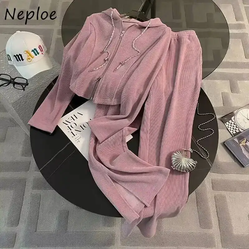 Corea Chic reducción de edad traje con cordones Sudadera con capucha estilo occidental Casual ventilación cintura alta pantalones de pierna ancha conjunto dulce pantalón