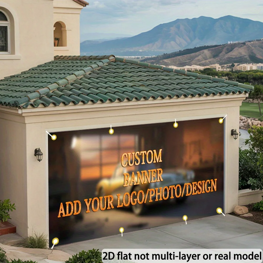 2D Flat 1pc Door Banner, 1pc Personalized Garage Door Banner, Polyester, Perfect for Summer Events & Gatherings Party Decor