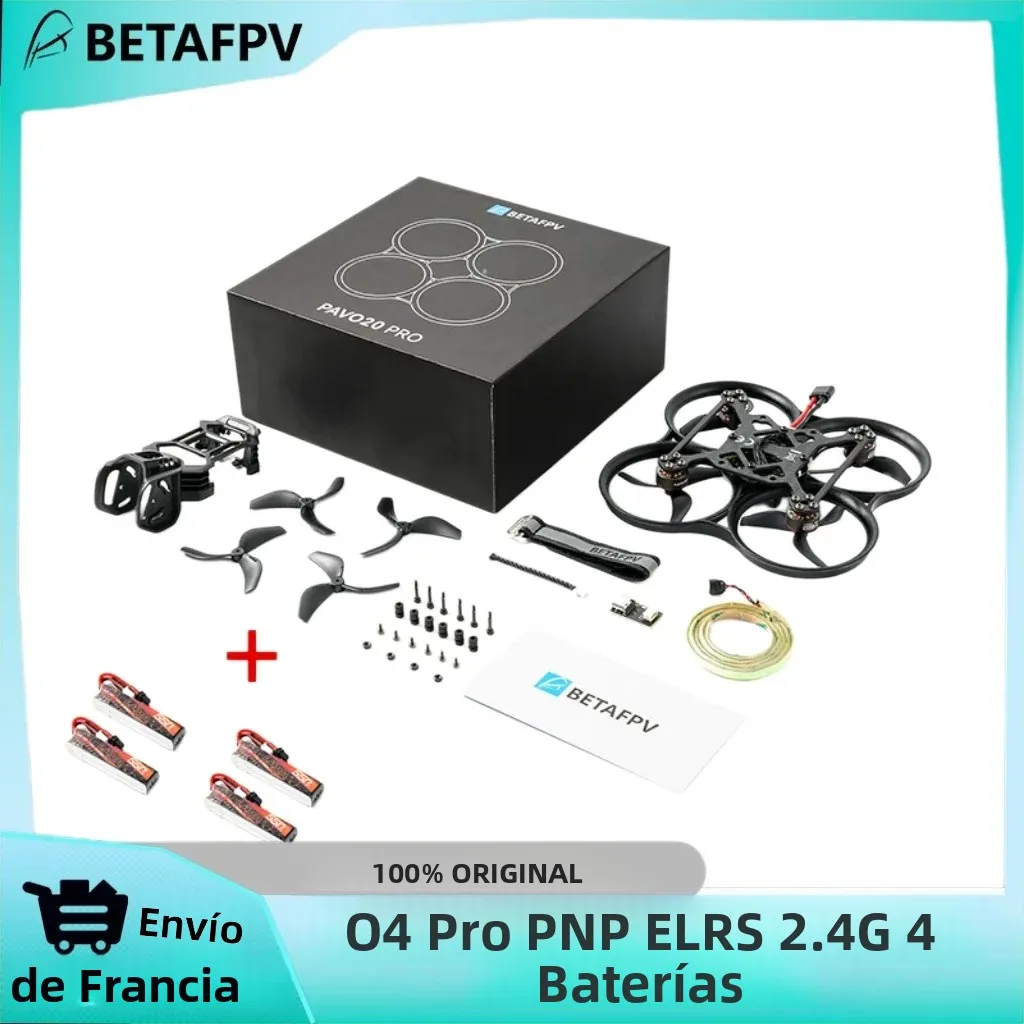Dron FPV BETAFPV Pavo 20 Pro ELRS 2.4G PNP (Versión O4), Quadcopter RC sin Escobillas, Batería de 550 mAh 3S*4