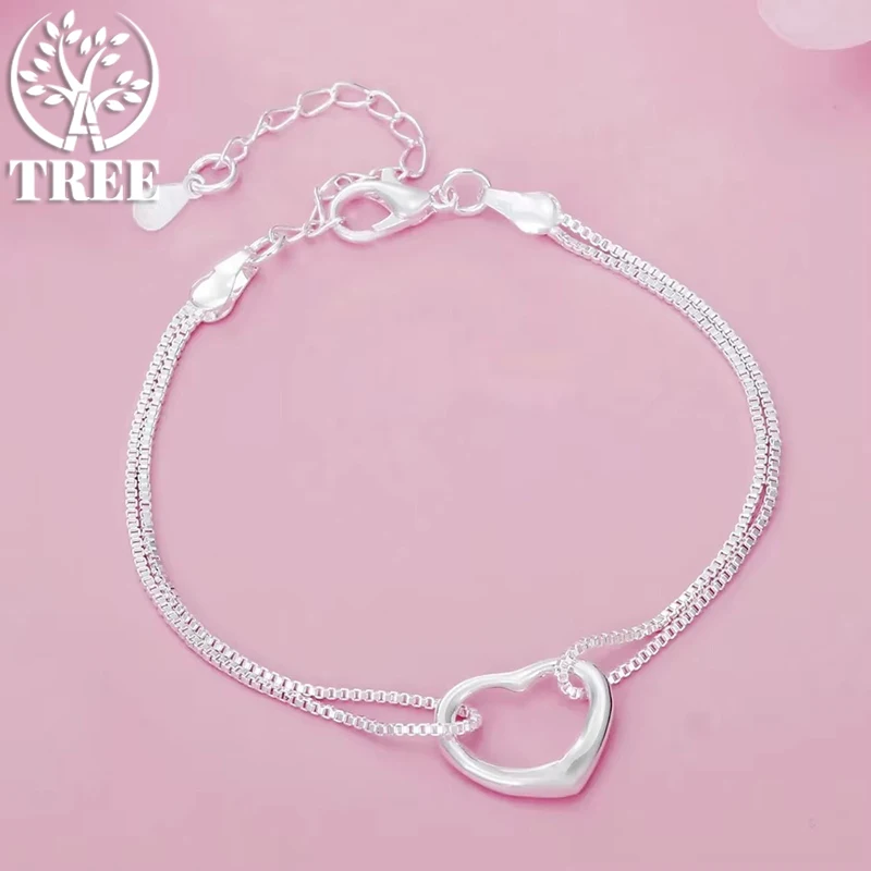 

ALITREE Fine 925 Sterling Silver Romantic Heart Bracelets for Women Fashion Designer Party Wedding Accessories Jewelry Gifts