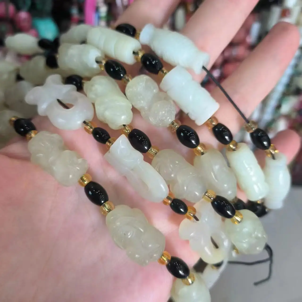 

1pcs/lot Natural Ancient Jade Bead Hetian Jade long bead string carved ancient totem retro ethnic style precious accessories gem