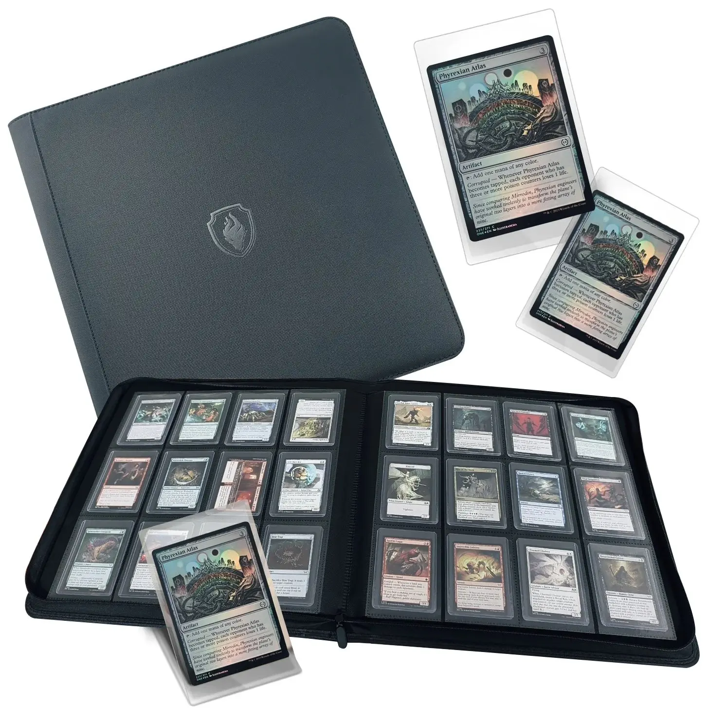 Contient 384 Toploaders | 12 poches | Poches double face sans anneau | Classeur haut de gamme pour cartes à collectionner