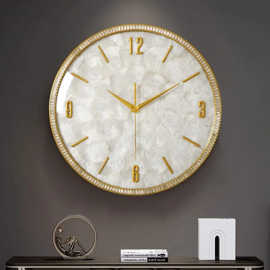 Living Room Wall Clock Decoration Gift Art Digital Hands Wall Clock Home Classic Gold Round White Fashion Glass Reloj Wall Decor