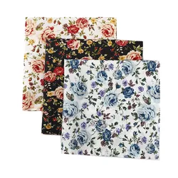 3Pcs 46x46cm 100% Cotton Classical Rose Flower Printed Women Handkerchief Kerchief Ladies Bandana Wedding Party Favors