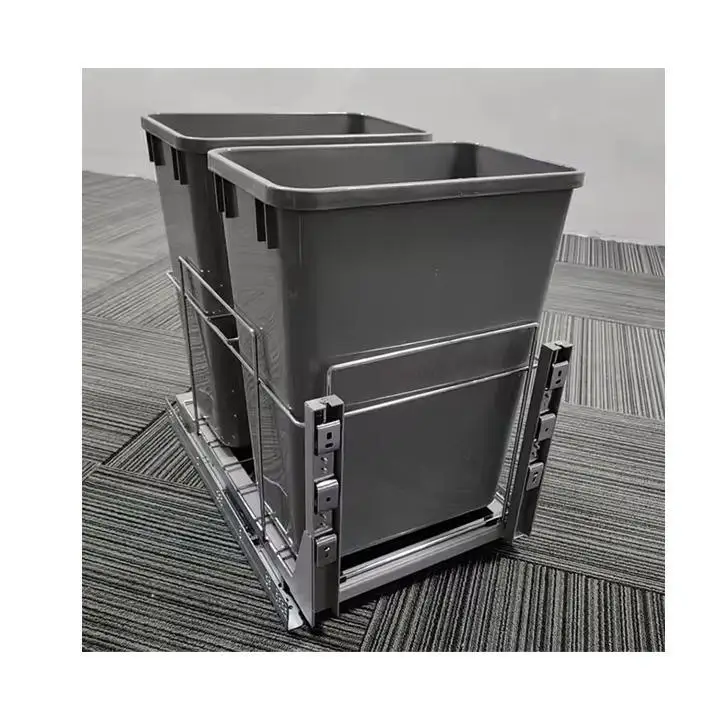 

Kitchen sink sliding track-mounted trash can 35L*2