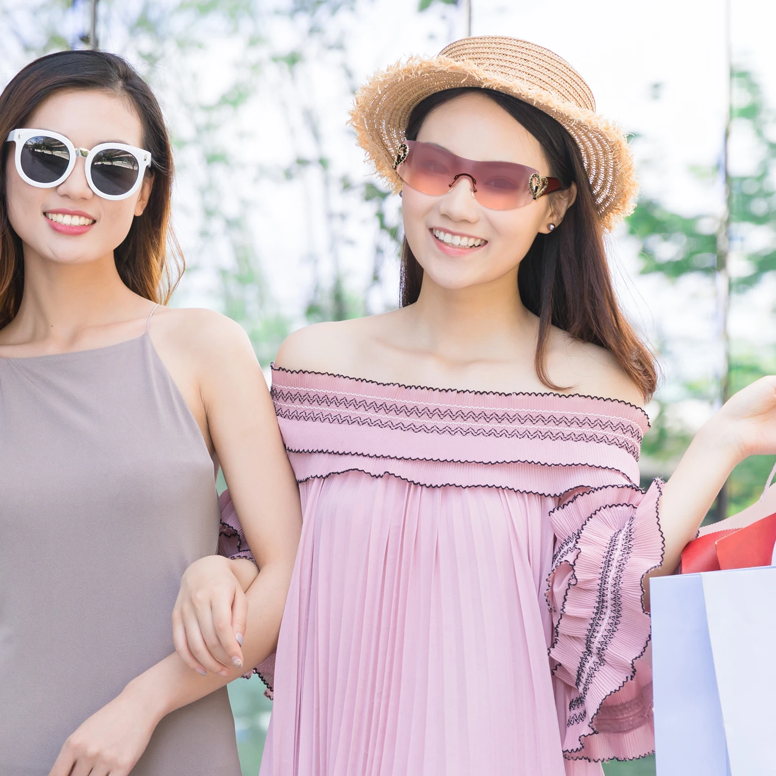 

Trendy Rimless Sunglasses for Women Lightweight Durable Fashion Frameless Eyewear Beach Party Vacation Girls Summer Outdoor PC