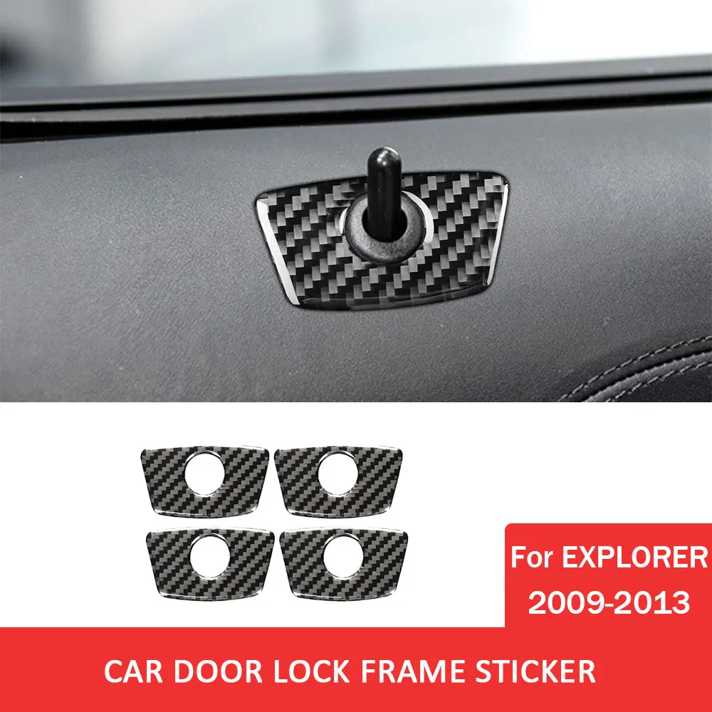 

Car Door Lock Frame Trim Sticker Carbon Fiber Decal for Ford Explorer 2009-2013 Decoration Cover Auto Interior Accessories