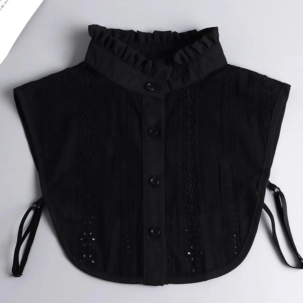 

Универсальный белый съемный воротник-стойка из жаккарда с черным кружевом, имитация блузки в корейском стиле для женщин