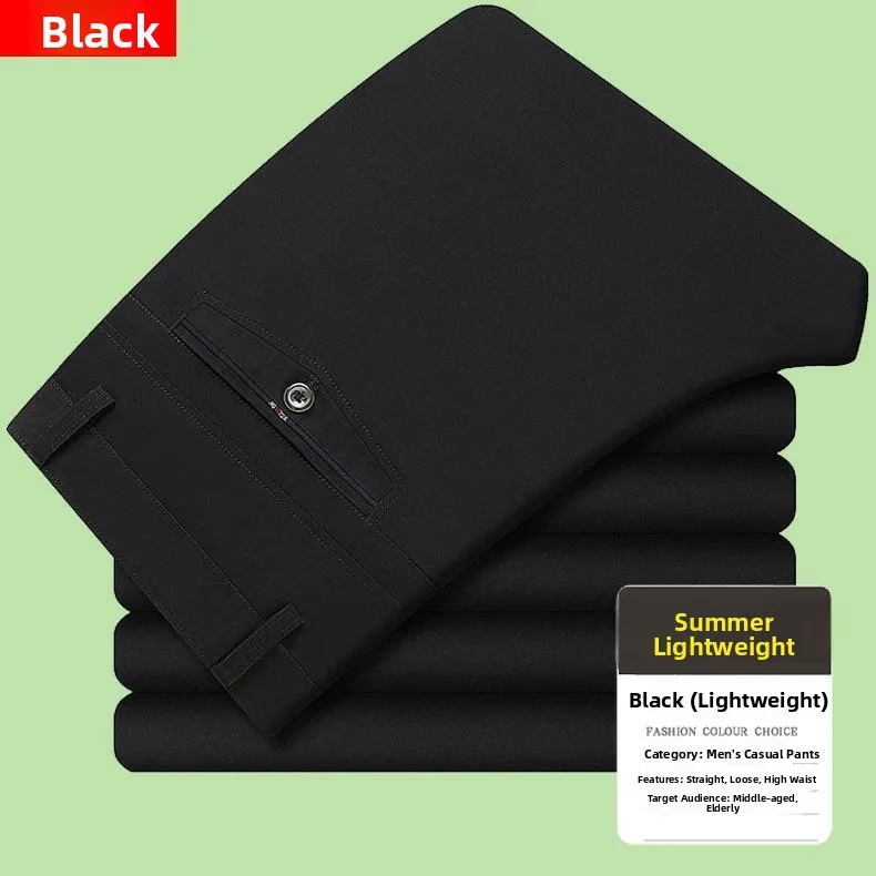 

Loose Fit Pure Cotton Casual Trousers for Men Mid-aged And ly Busin West Pants Large Size Straight Leg Long Trousers