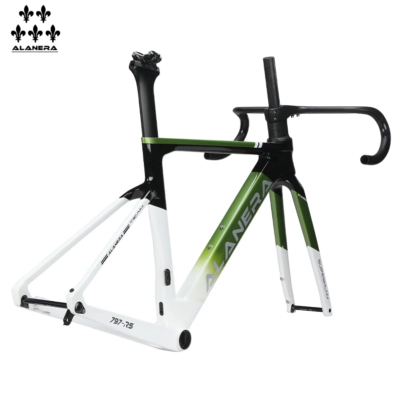 

Pearlescent green frame ALANERA Grenadier -RS road bike with a broken wind frame, fully internal disc brake with handlebars