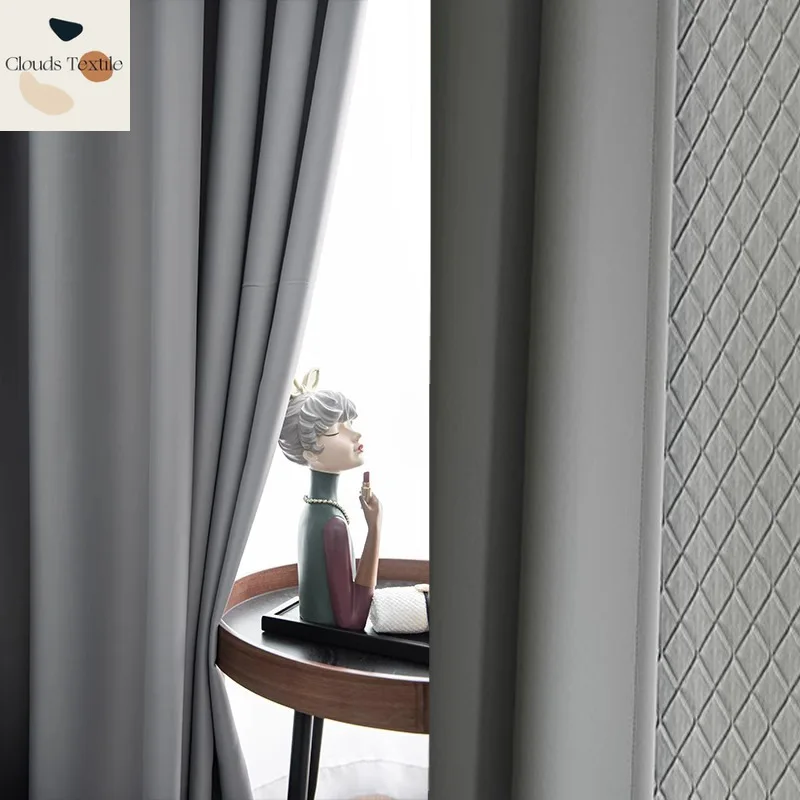 

Custom Size！！Modern Soundproofing Noise Reduction Windproof Cotton Clip Thickened Curtains for Living Dining Room Bedroom Window