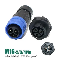 M16 Self-locking Waterproof Joint Plugs IP68 Copper Gold-plated 2 3 4 Pin Female Male Soldering Wire Connector Panel Plug Socket