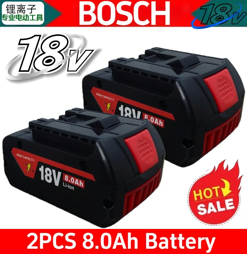 

NEW 18V 6-10Ah Rechargeable Li-Ion Battery for Bosch 18V Power Tool Backup 6000mah Portable Replacement BAT609 Indicator Light