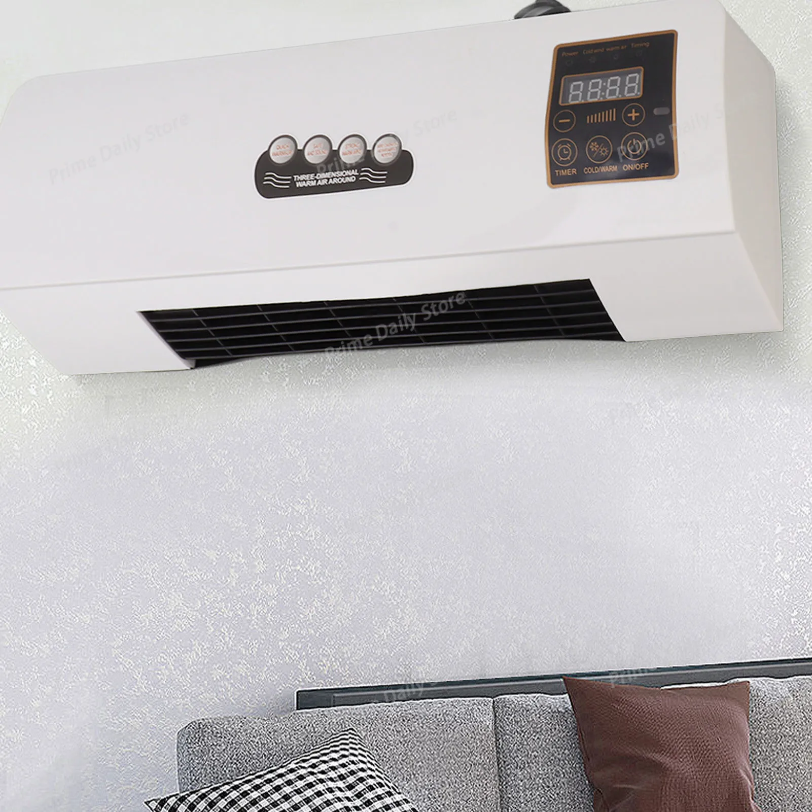 Wall‑Mounted 1000W Electric Heater with Remote Control, AC Hot Fan Unit for Bedroom Indoor Use