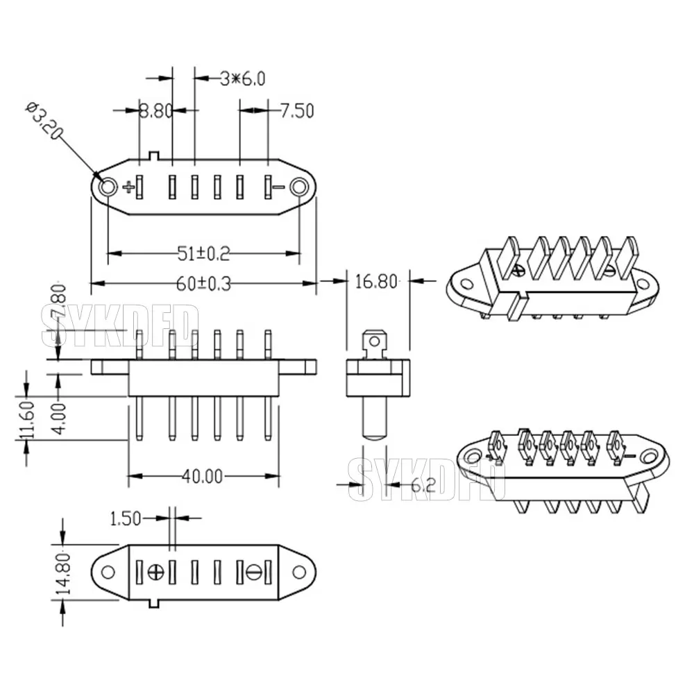 1 قطعة عالية الحالي 20A بطارية ليثيوم شحن كتلة مع ثقب المسمار المدخلات الناتج ستة أقدام الأم كتلة اكسسوارات السيارات الكهربائية #6
