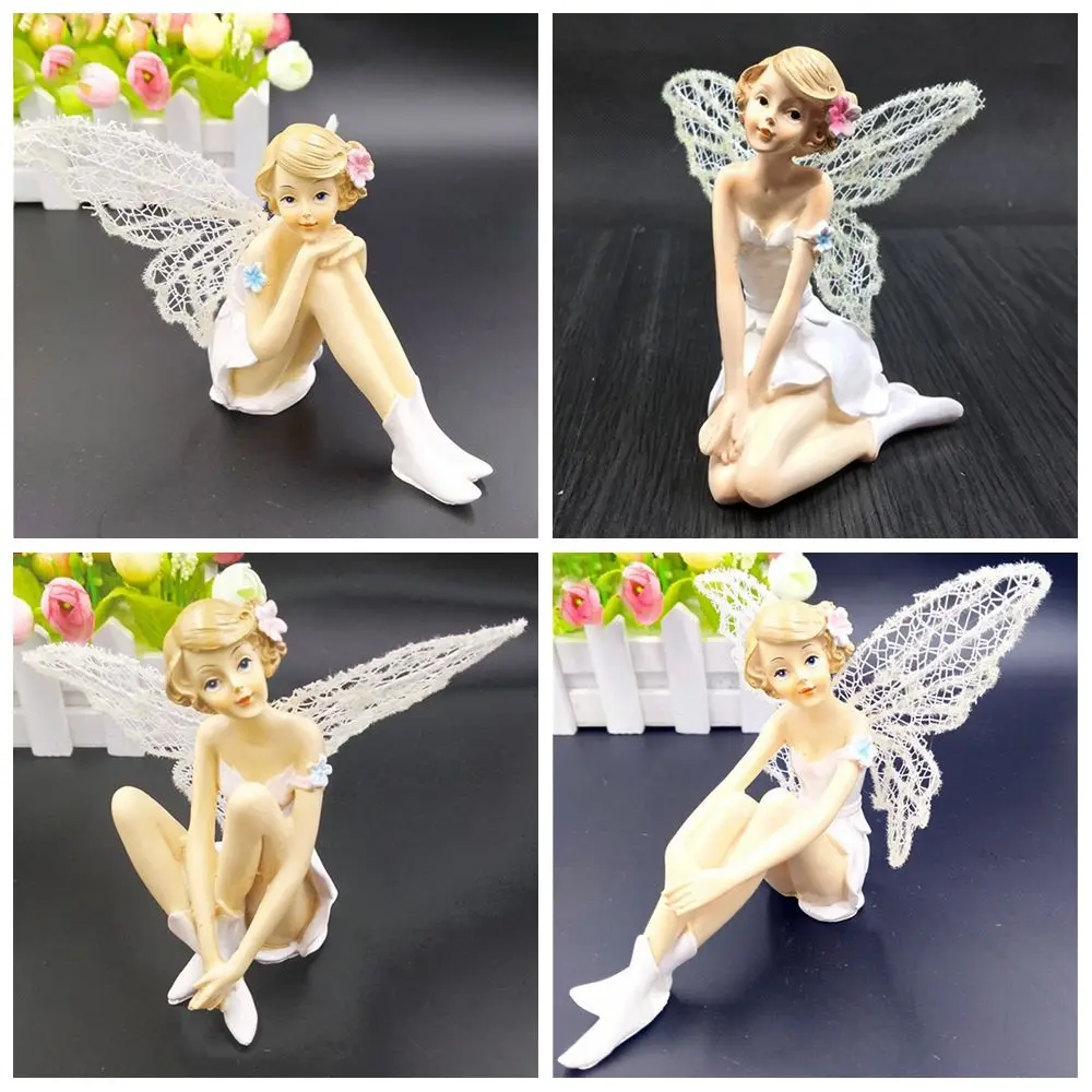 Fliegende Blume Fee Garten DIY Miniatur weißen Engel Blume Ornamente Home Dekoration Cartoon Geschenke Home Auto Kuchen Dekor