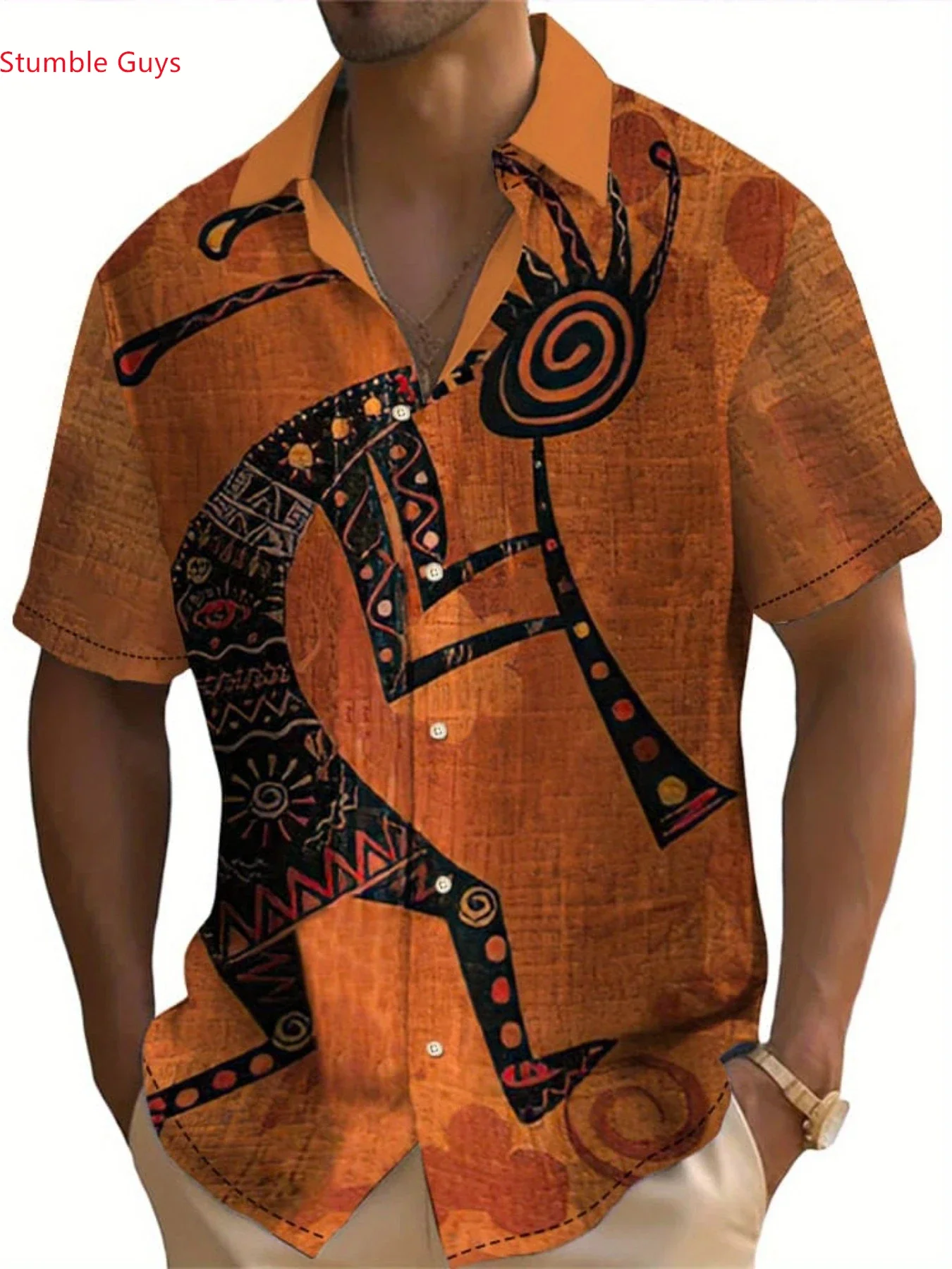 

Men's Stylish High Street Hawaiian Shirt Summer Man Short Sleeve Bold Graphic Print Comfortable Beach Party Wear For Young Males