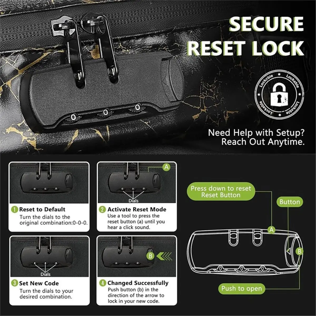 Large Capacity Smell Proof Travel Box with Combination Lock and Removable Compartments