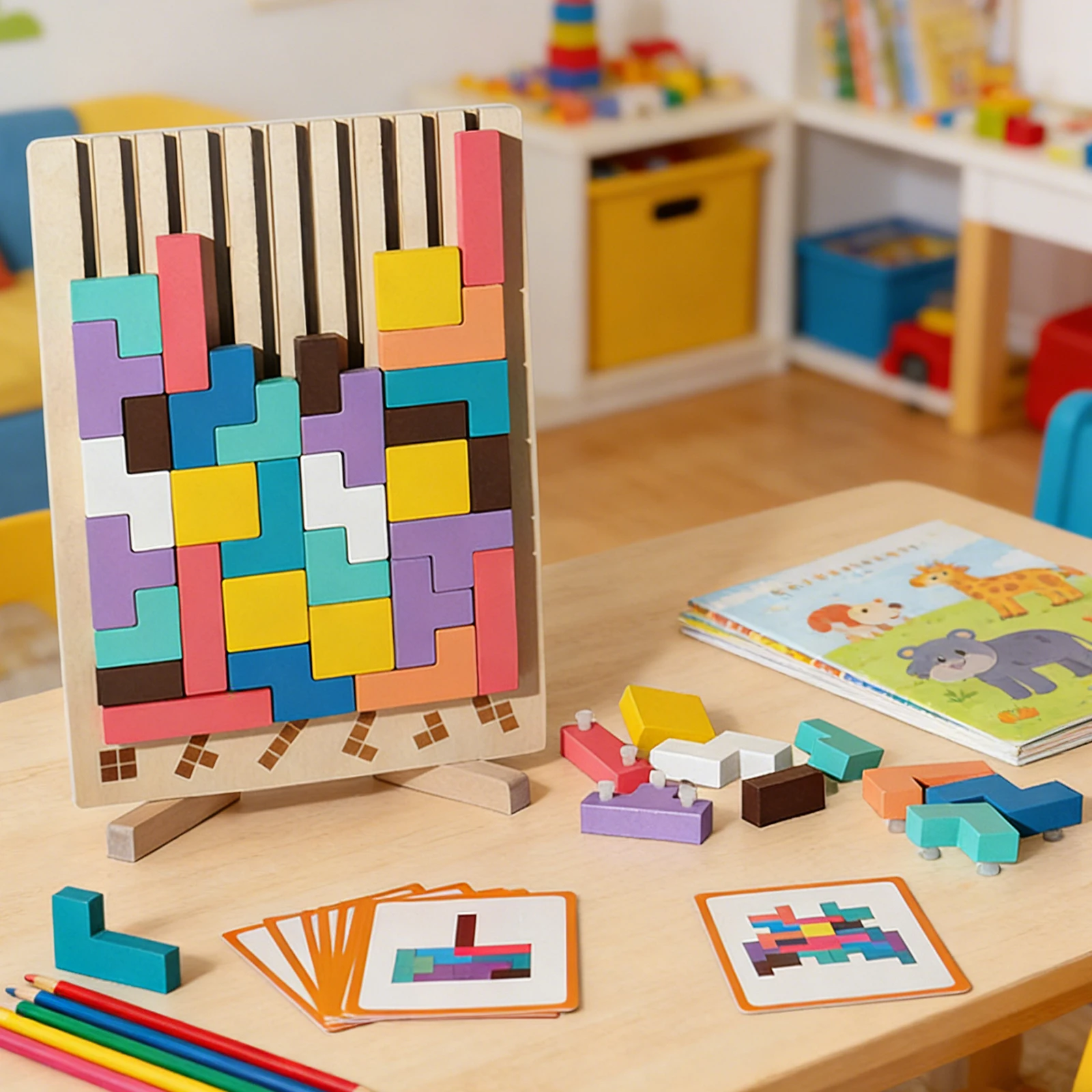 Wooden 3D Montessori Puzzles Toy Russian Blocks Puzzle Brain Teasers Toy Gift for 14+ Year Old Boys and Girls