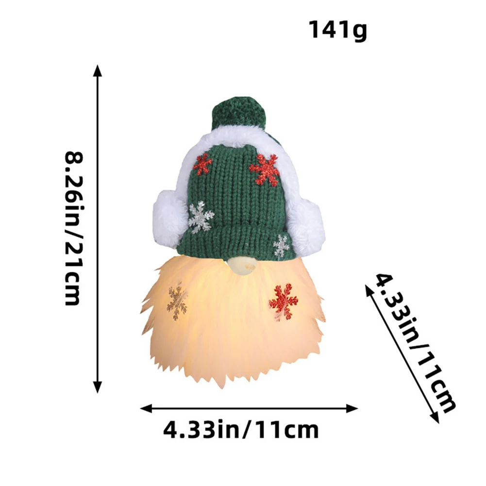 2pcs 8'' Christmas Glowing Knitted Hat Headset Dolls With LED Light Battery Operated Xmas Gifts For Christmas Decorations