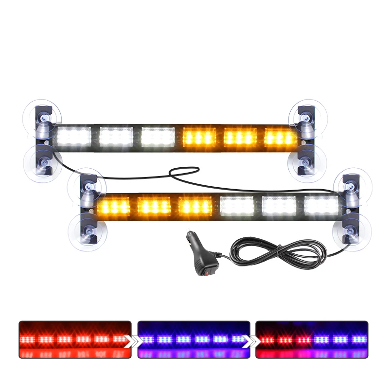 New 18 Flashing Mode Auto Roof  Grille LED Strobe Light Bar for Truck Offroad Front/Rear Window Traffic Emergency Warning