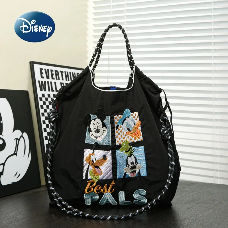 Disney New Women's Shoulder Bag Nylon Embroidered Women's Shoulder Crossbody Bag Cartoon Storage Women's Bag Large Capacity