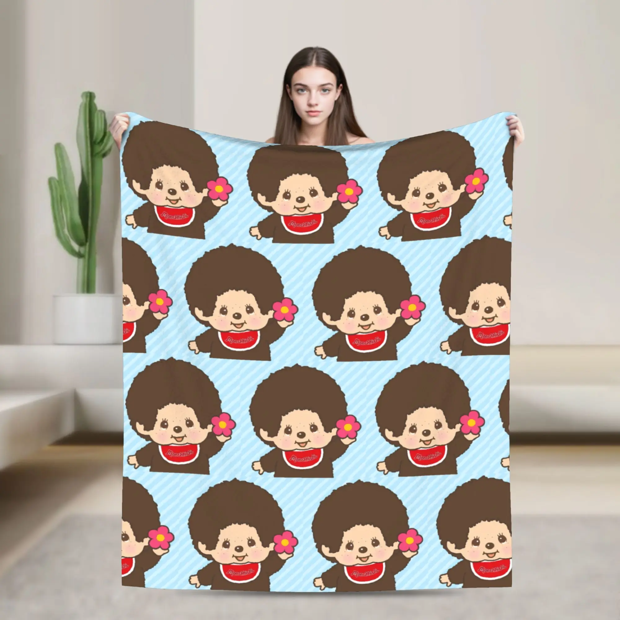 Cute Monchichis Blanket Quality Soft Warm  Throw Blanket Autumn Children Home Decor Novelty Bedspread