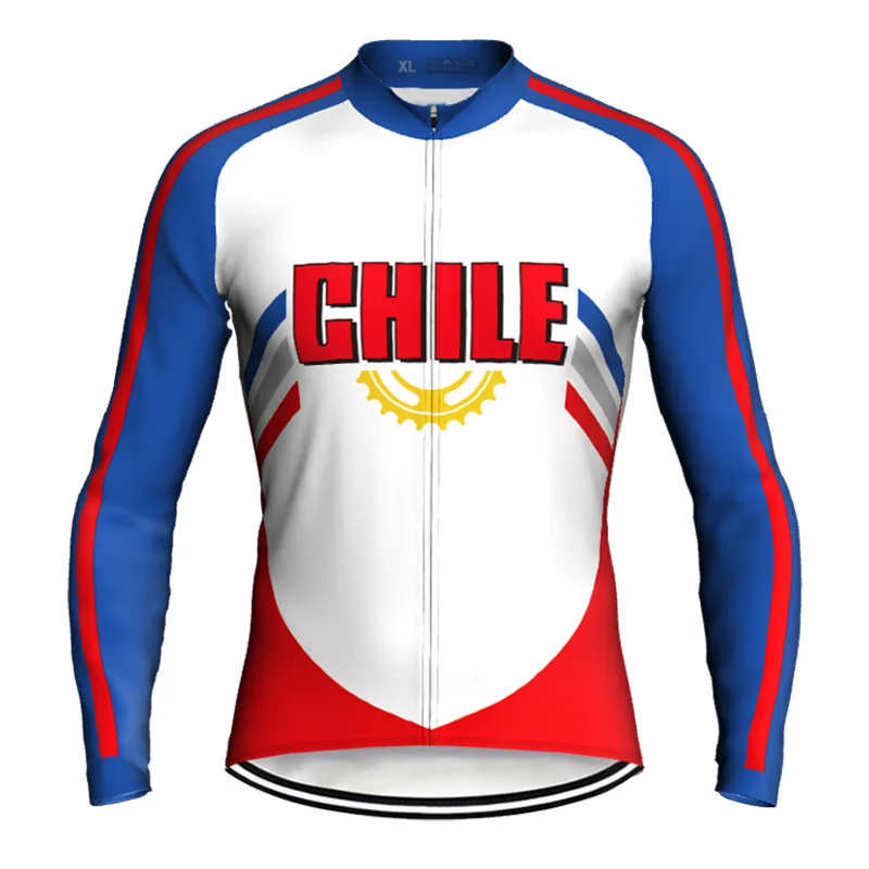 Long Sleeve Cycling Jersey for Chile, MTB Clothes, Bike Sweater, Bicycle Team Top, Mesh-Dawn Wear Jacket, Sports, XCO Shirt