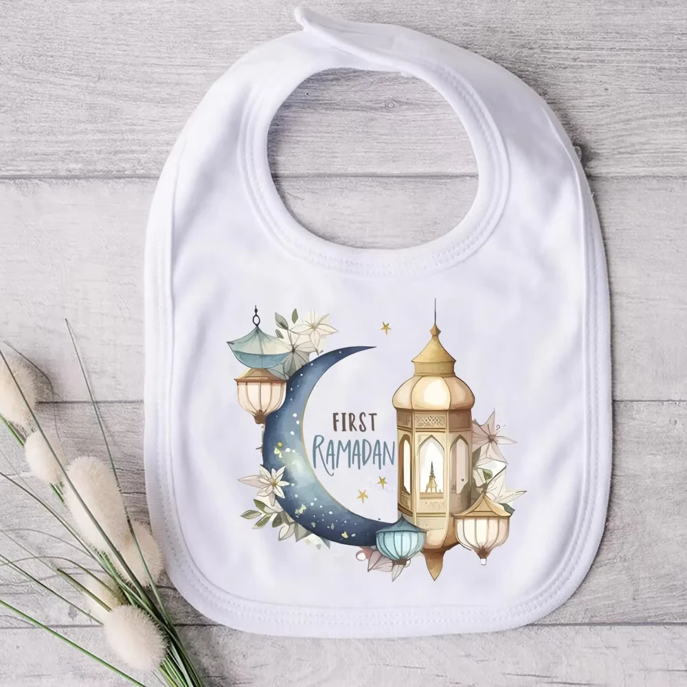 

My First Ramadan Baby Pattern Print Bibs Cotton Newborn Bib Boy Girl Infant Saliva Bib Muslim Islamic Babys Keepsake Gift