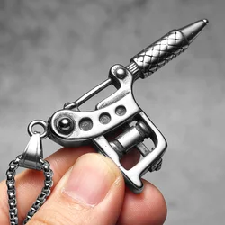 Tattoo Machine Stainless Steel Fashion Jewelry Men Necklace With Pendant For Male Women Punk HipHop Accessories Gifts Wholesale