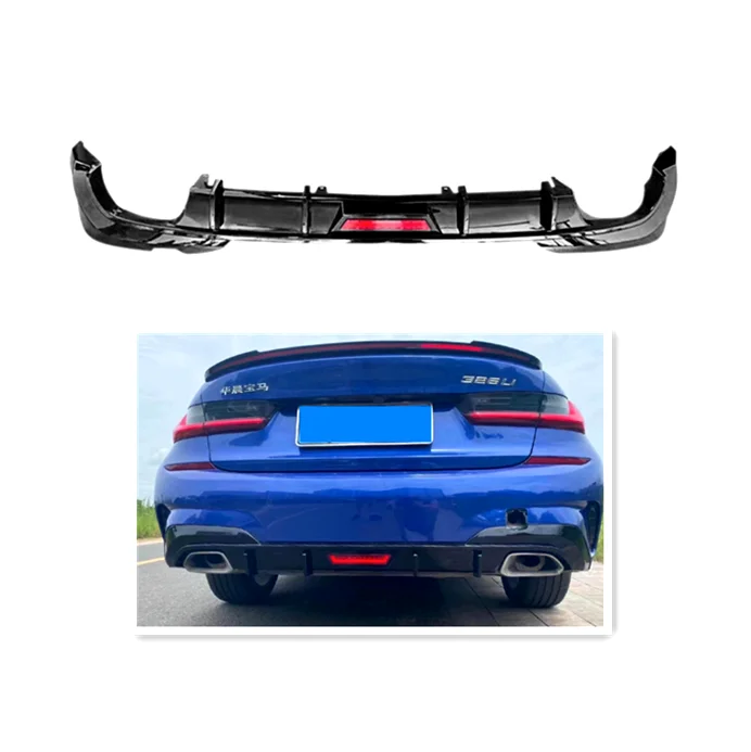 

Glossy Black Rear Bumper Lip For BMW G20 3 Series Upgrade TAKD Style Rear Diffuser With LED 2019-2021