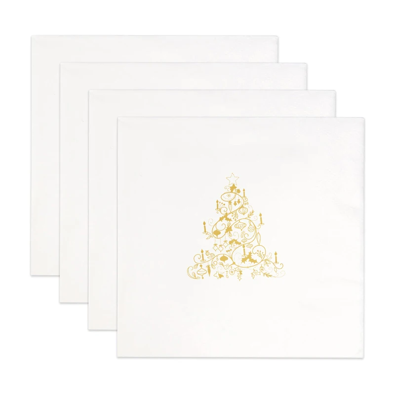 100Pcs  25×25CM  3-layer Gold foil napkin Banquet hall for large-scale holiday events and gatherings