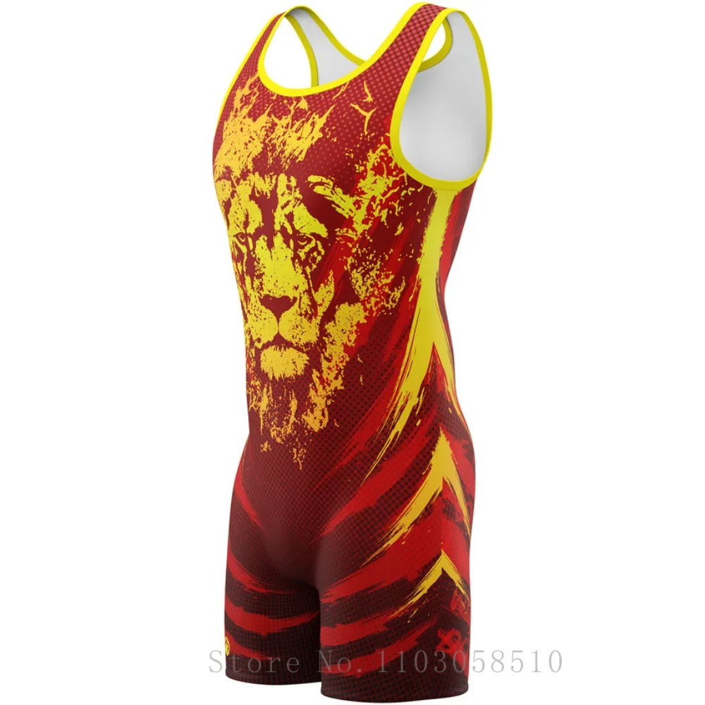 WrestlingMart Men Bodysuit Undershirts Gym Sports Vest Leotard Men Boxers Wrestling Singlets Bodybuilding Training Competition