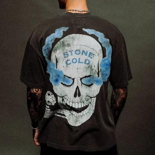 New Wolf Head Collection DARC SPORT Loose Fit Cotton T-Shirt Short Sleeve Fitness Printed Casual Youth Popular round Neck Top