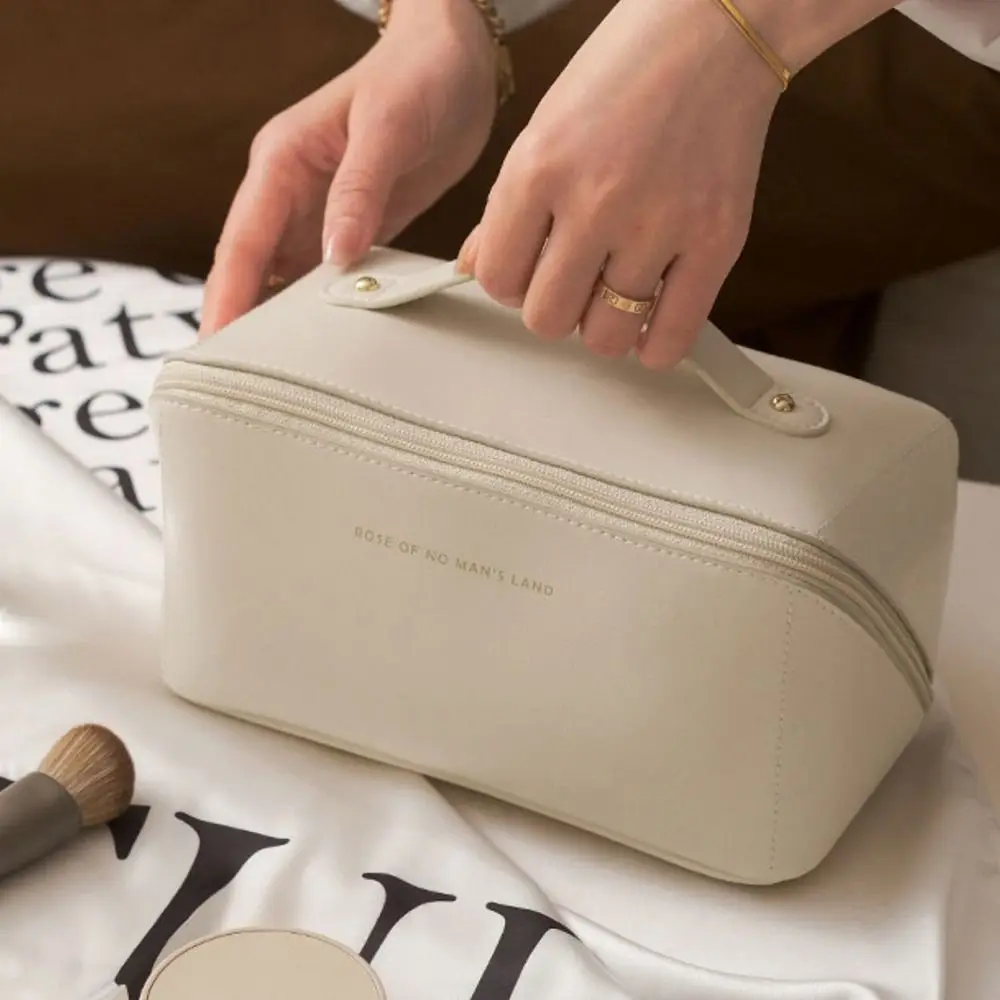 Organizer portatile per borse cosmetiche da viaggio per trucco di grande capacitร con divisori per pennelli custodia multifunzione