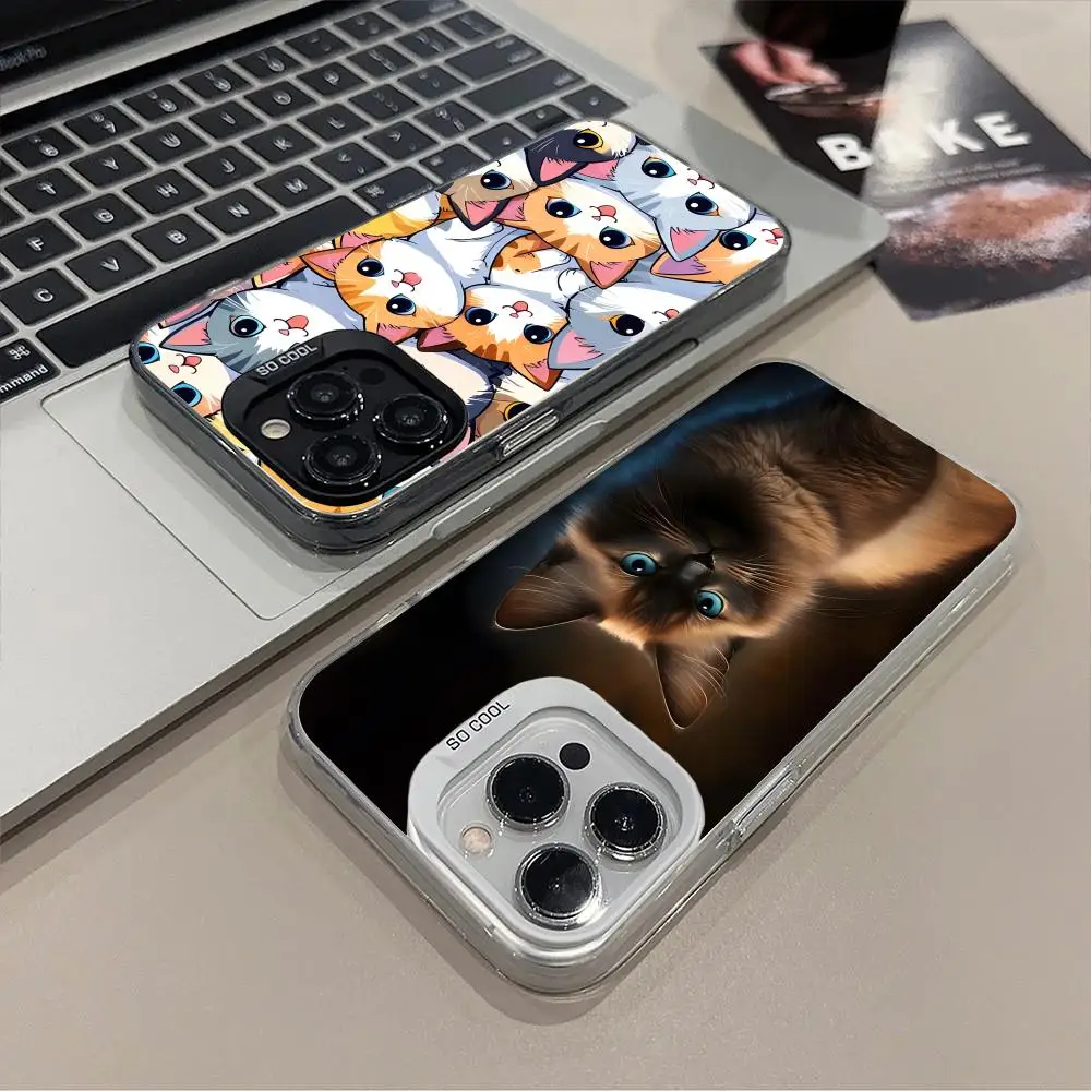 

Kitten Cute Cat Kawaii Phone Case for iPhone 16 15 14 13 12 11 X XR XS 8 7 Pro Max Plus Translucent Colour Printing Luxury Cover