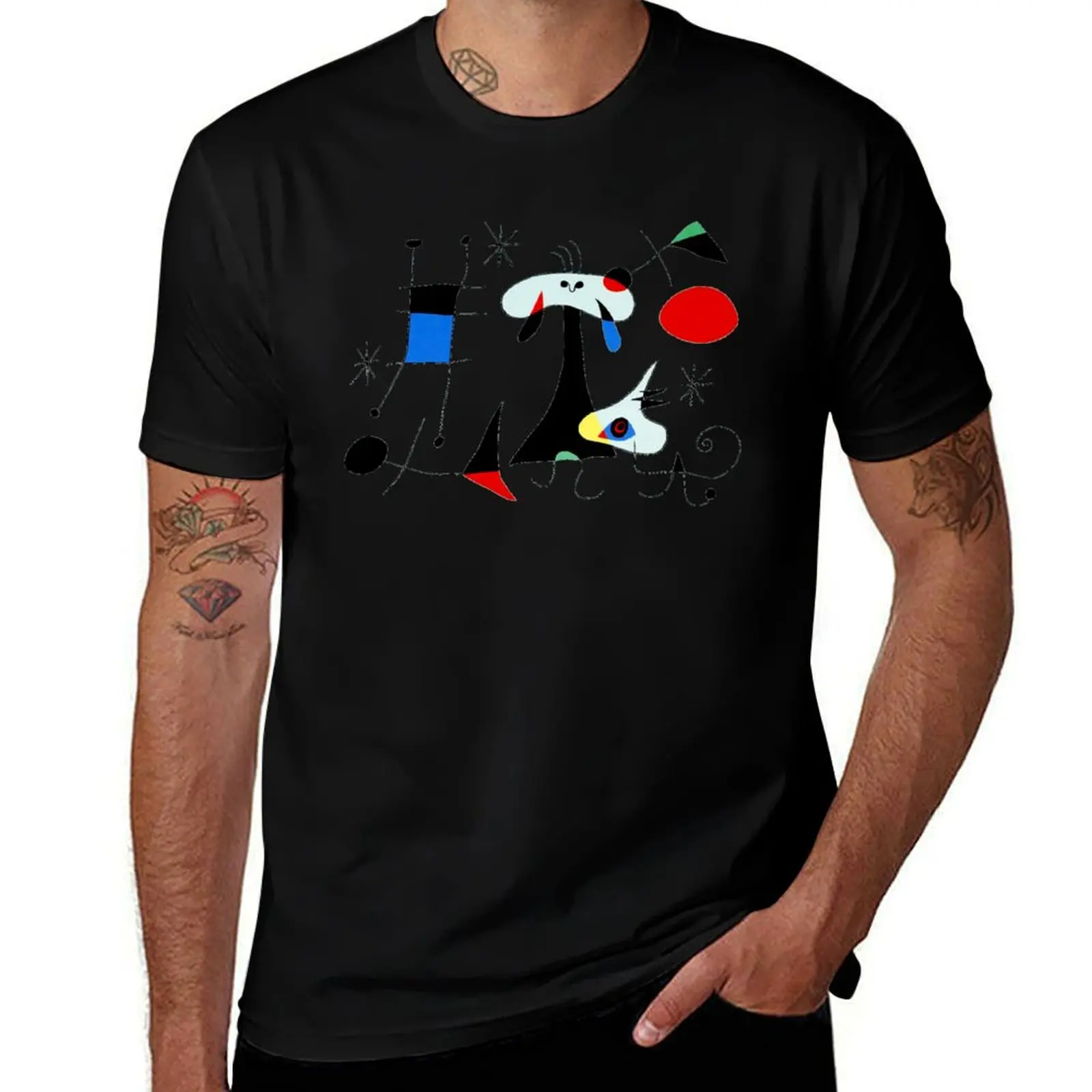 

Joan Miró Abstract Surrealism | “Figure, Dogs, Birds” T-Shirt Fashion Pattern Printed Tee Shirt
