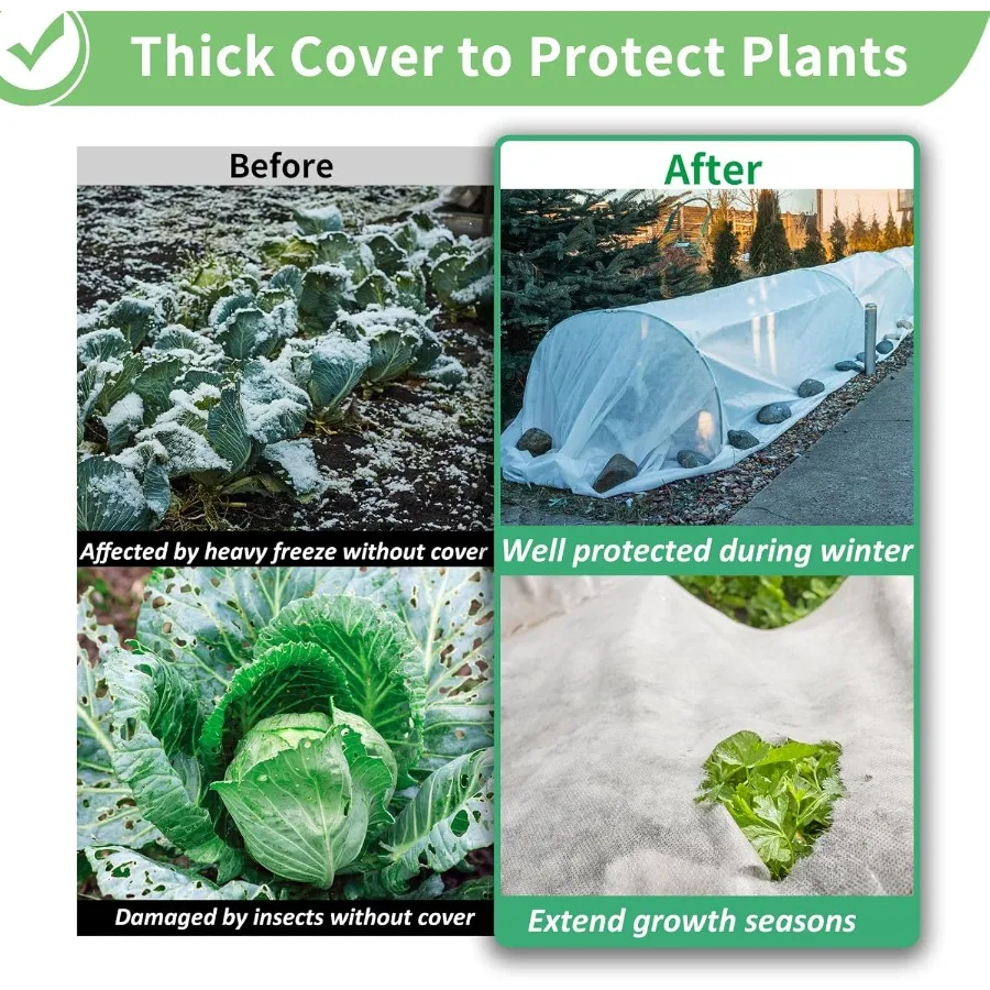 2 Packs Plant Covers Freeze Protection 10 x 30 FT 1.2 oz yd Frost Cloth Blankets Large Thicker Garden Floating Row Cover Fabric