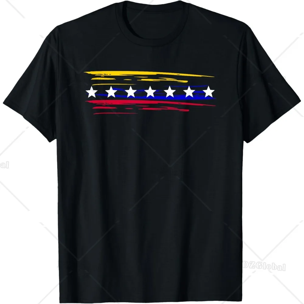 Venezuela 7 Big Stars Flag Minimalist T-Shirt Men Graphic T Shirts Streetwear Short Sleeve Cotton Men Clothing