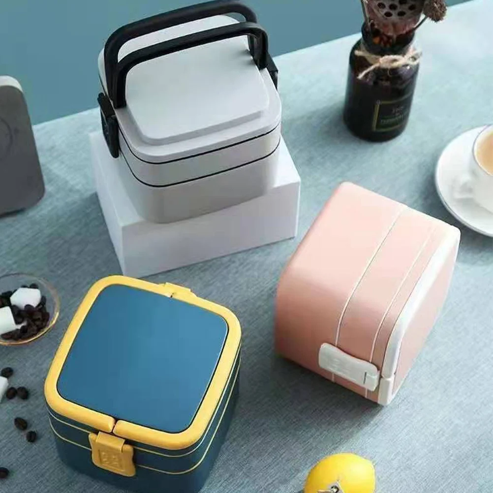 

Double Layer Box Portable PP Students Food Case for Kids Adults Lunchbox Office Travel Kitchen Use Household