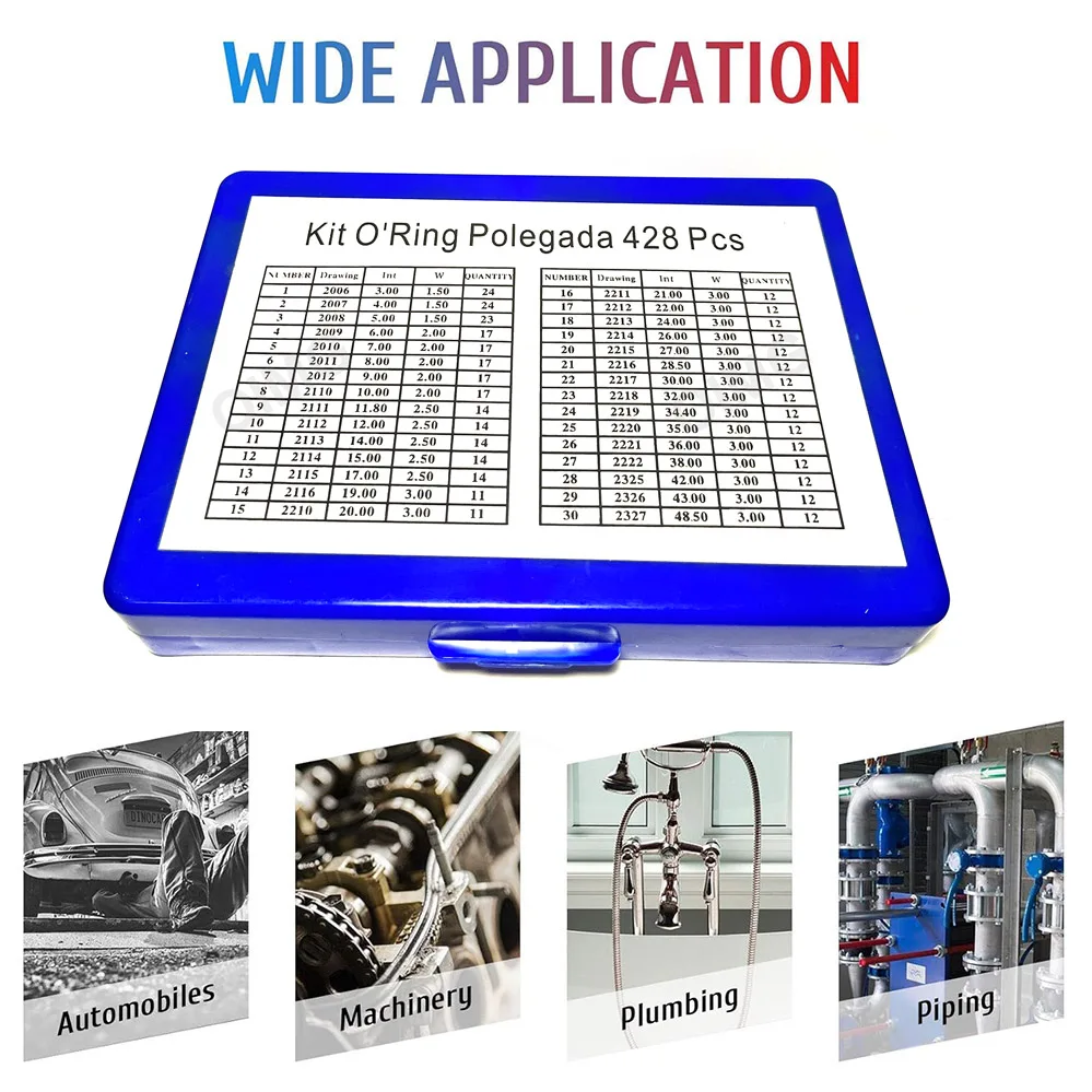 Nitrile Rubber O Ring Assortment for Faucet Professional Plumbing Automotive Repair Replacement O-Ring Washer Kit