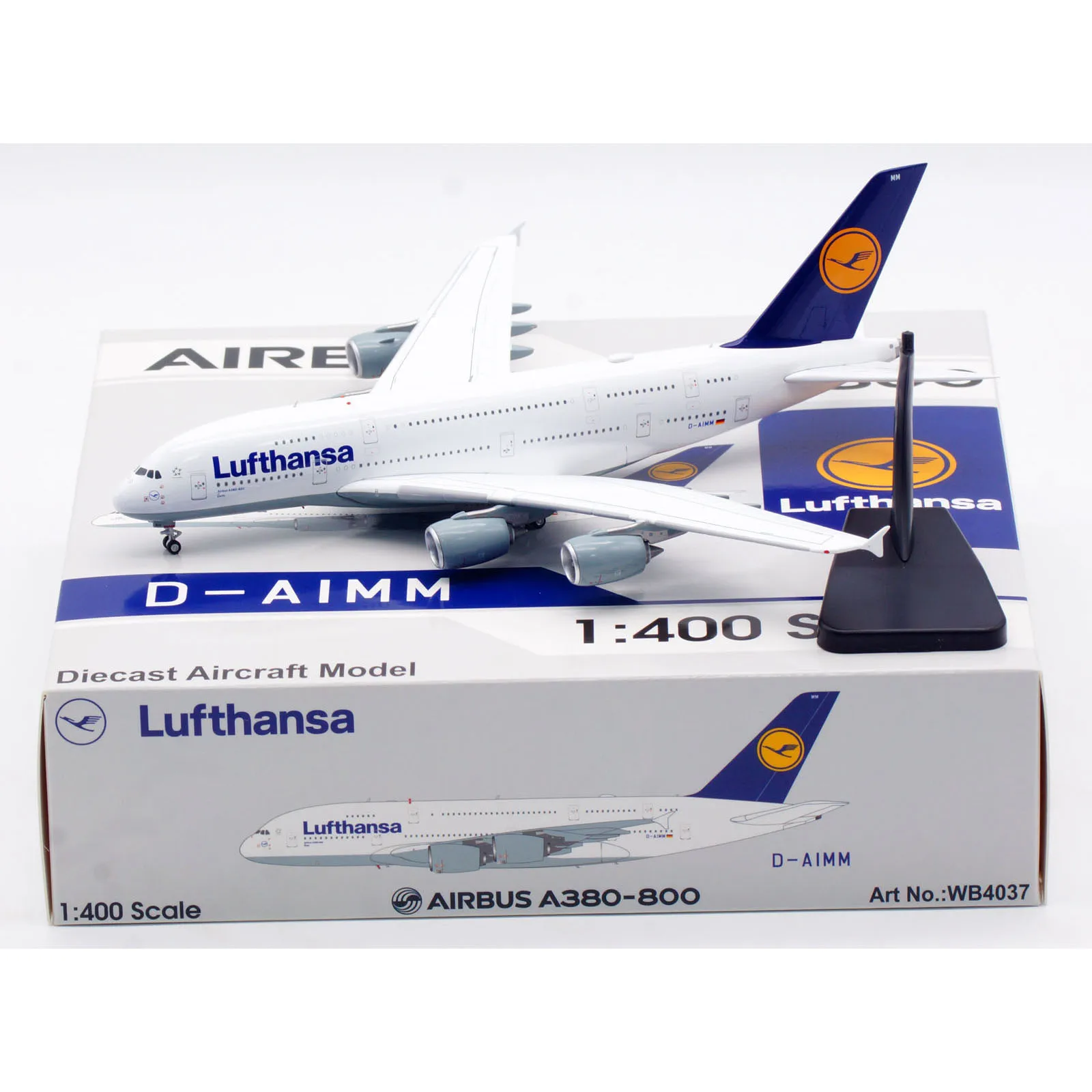 

WB4037 Alloy Collectible Plane Gift Aviation 1:400 Lufthansa Airlines Airbus A380 Diecast Aircraft Model D-AIMM Tractor+Stand