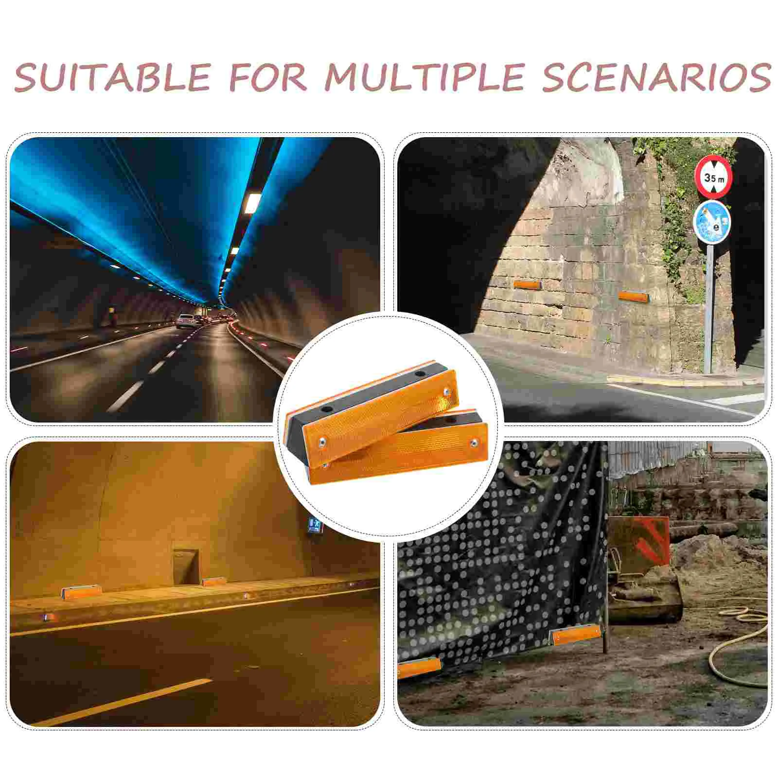 4 Pcs Guide Sign Reflectors for Driveway Entrance Emblems Abs Rectangular Road Marker Guardrail Delineators