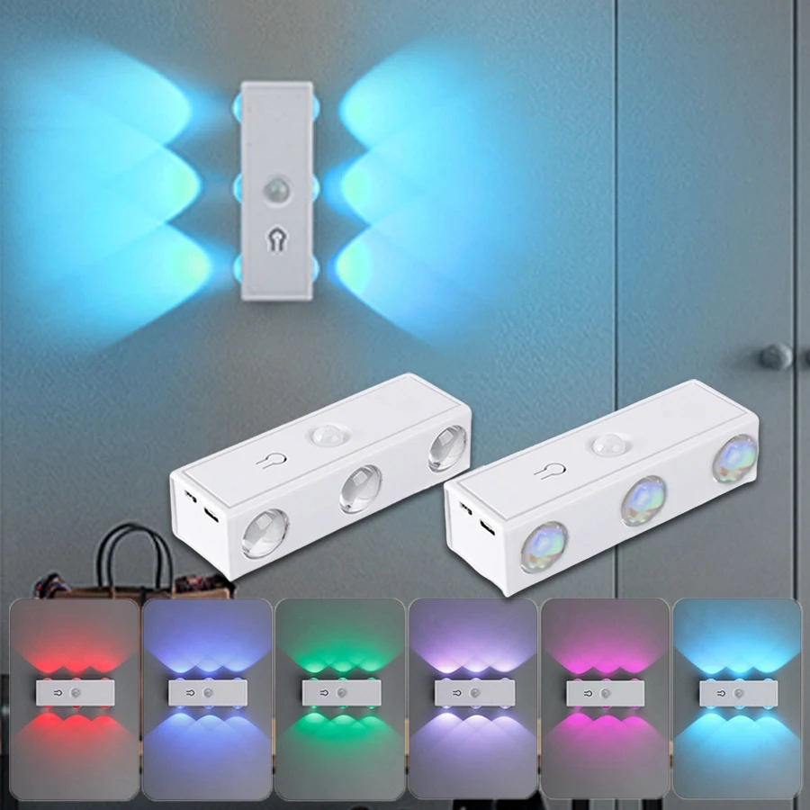 Rechargeable LED Spotlight Wall Light with Motion Sensor Magnetic Night Light for Hallway Closet Stairs Party Bedroom Decoration