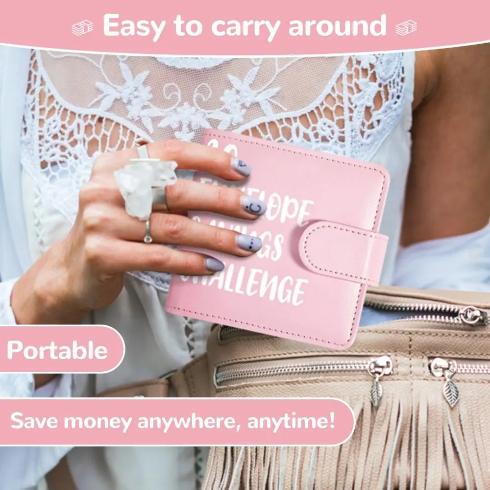 PU Leather Money Saving Challenge Book Large Capacity Waterproof 30 Envelope Challenge Binder Multi Pockets Save Money
