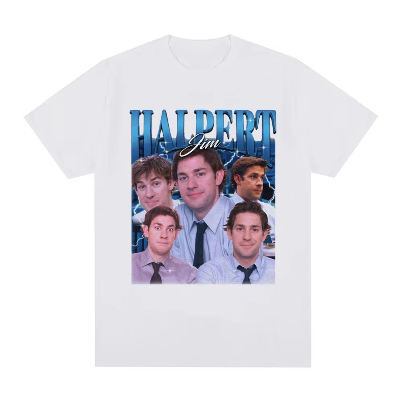 Camiseta de la serie de televisión Jim Halpert Dwight Schrute Homage The Office, camisetas holgadas de manga corta de algodón Vintage a la moda para hombres y mujeres