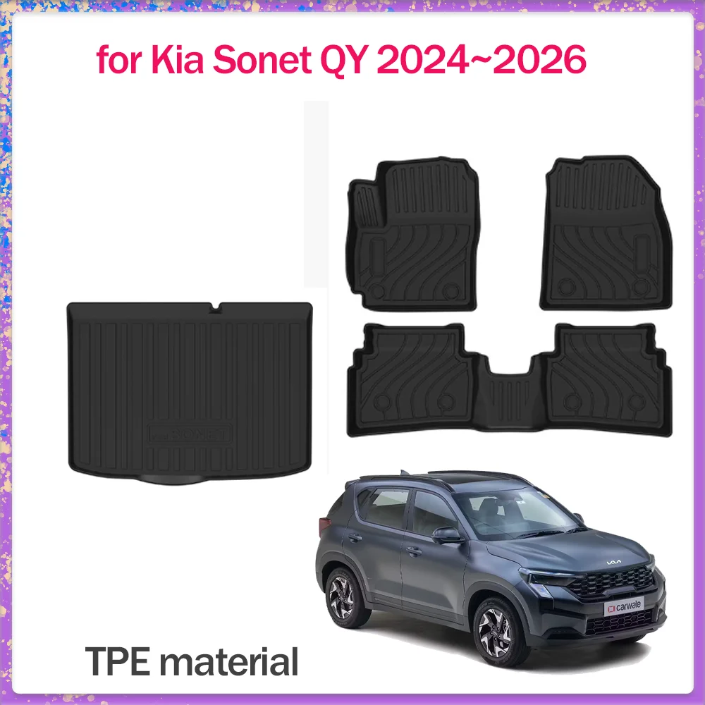 

Car Floor Mat for Kia Sonet QY 2024~2026 2025 TPE Foot Interior Liner Waterproof Trunk Pad Carpet Custom Cover Part Accessories