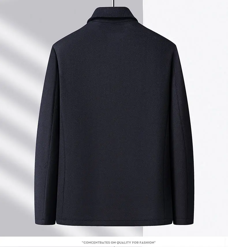 Hochwertige, Modische, Coole, Vielseitige, Trendige und Lässige Wollene Herrenjacke, Herrenanzug mit Reverskragen – Detail 3