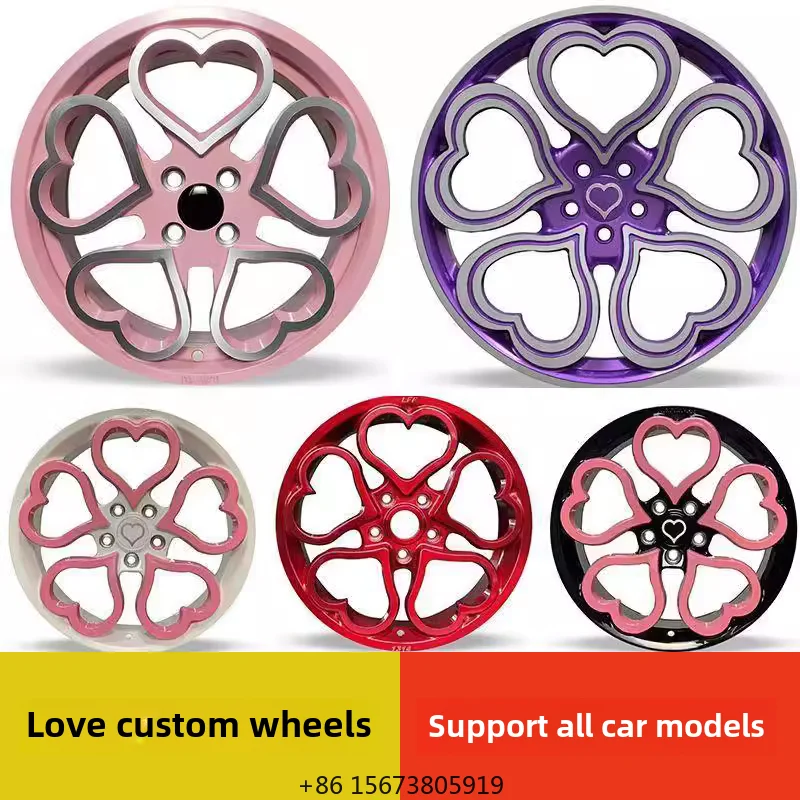 Pink/purple/white/ Heart-shaped Custom Forged Wheels Suitable for Various Car Models Aluminum Alloy Car Wheels