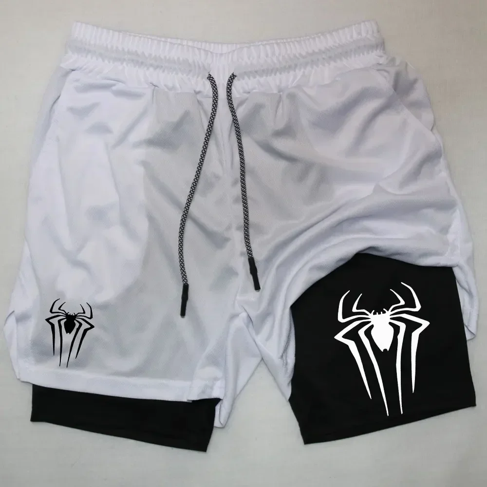 

Summer Hot Selling Sports Shorts Spider Print Compression Shorts Men Running Two-in-one Double-layer Fitness Shorts M-3XL